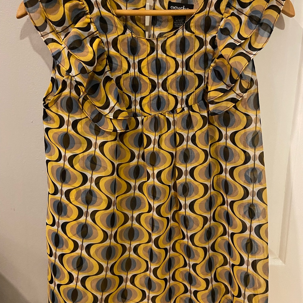 Nordstrom Yellow and Black Patterned Blouse